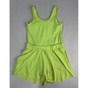 DSG Girls Ribbed Performance Romper Lime Green Sleeveless Shorts Size L 14 NWT